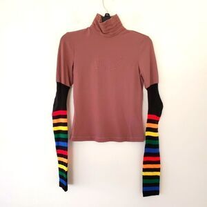 Envi Rainbow Sleeve Mock Neck Top Sz.8